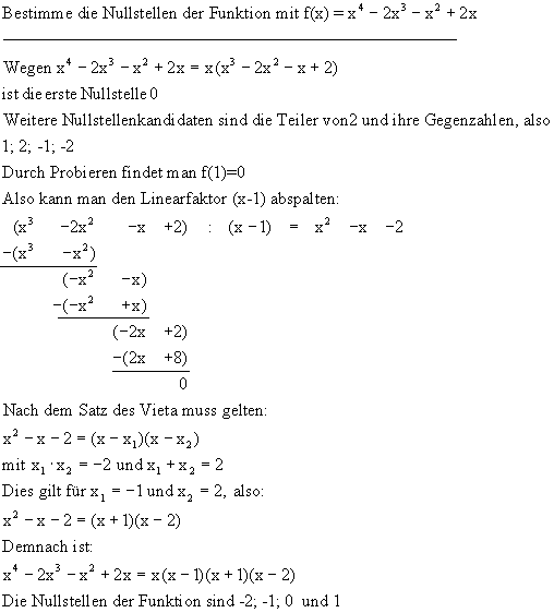 Übungen zur Bestimmung von Nullstellen (2) Aufgabe 7